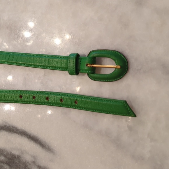 Vintage Yves Saint Laurent green Leather Belt-medium - Picture 1 of 10